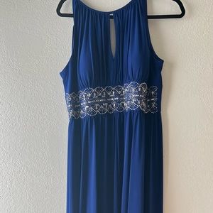 R & M Richards Royal Blue Embellished Maxi Dress